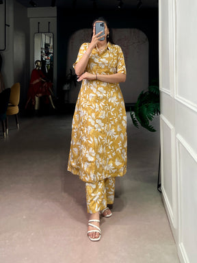 Coral Bloom Chanderi Suit Set