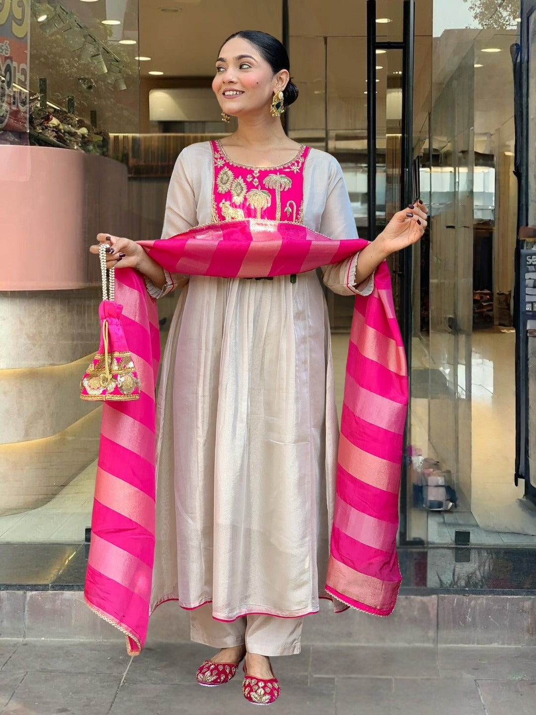 Designer Kurti Pant Dupatta Set