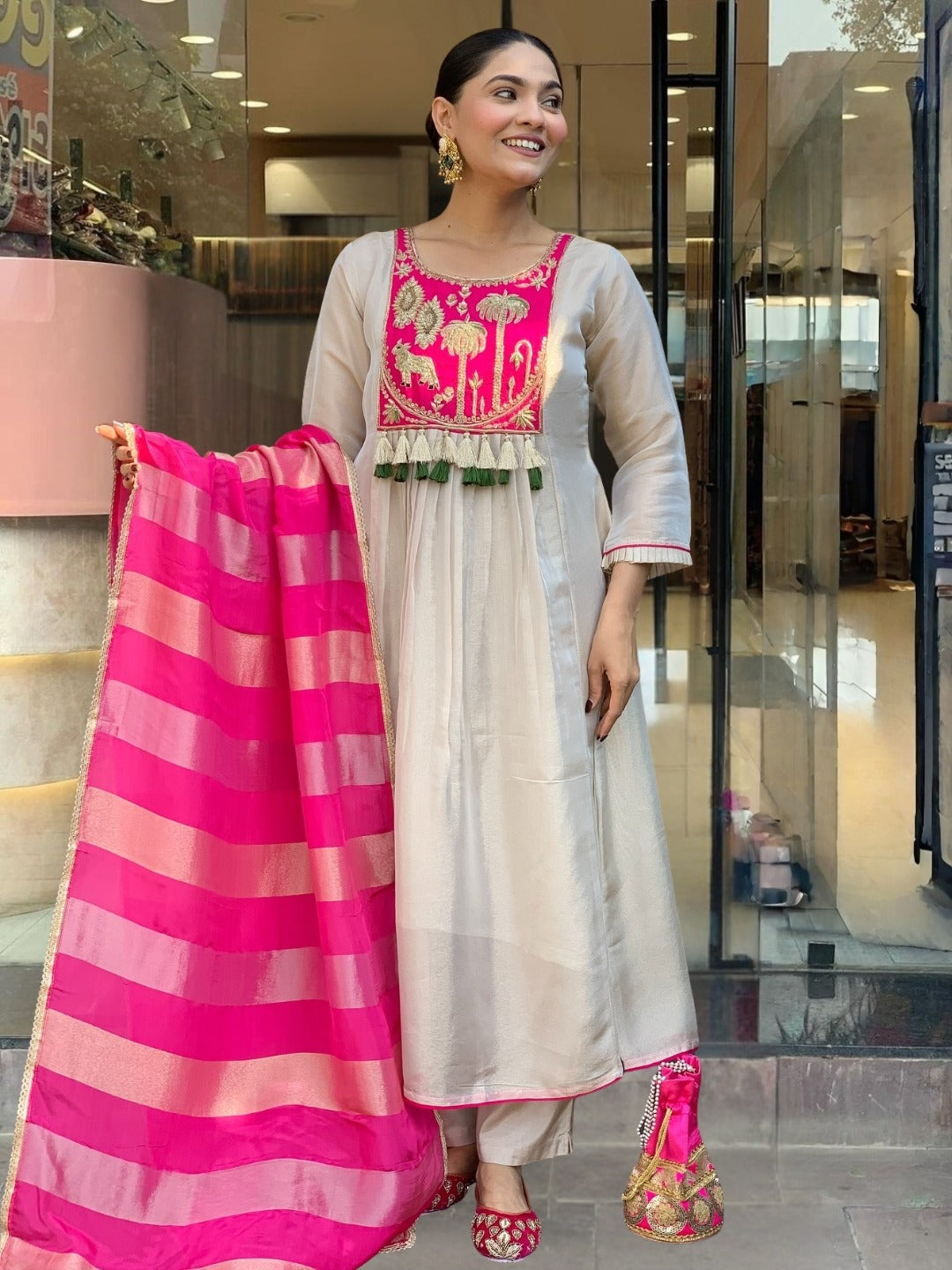 Designer Kurti Pant Dupatta Set