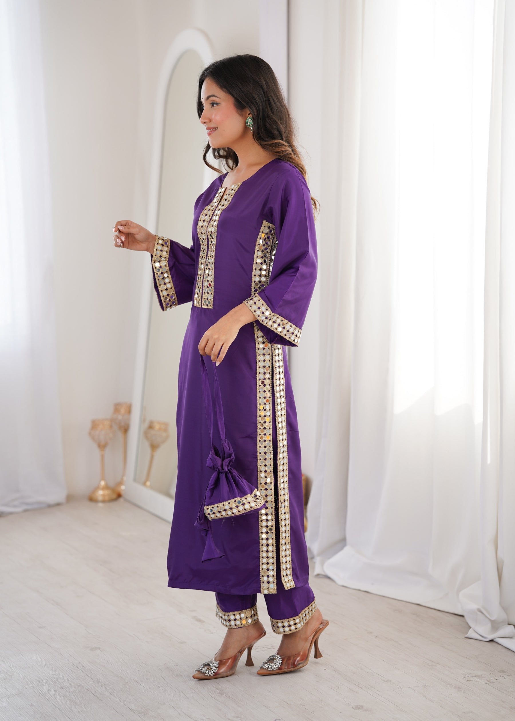 Designer Readymade Kurti–Pant With Batwa Set