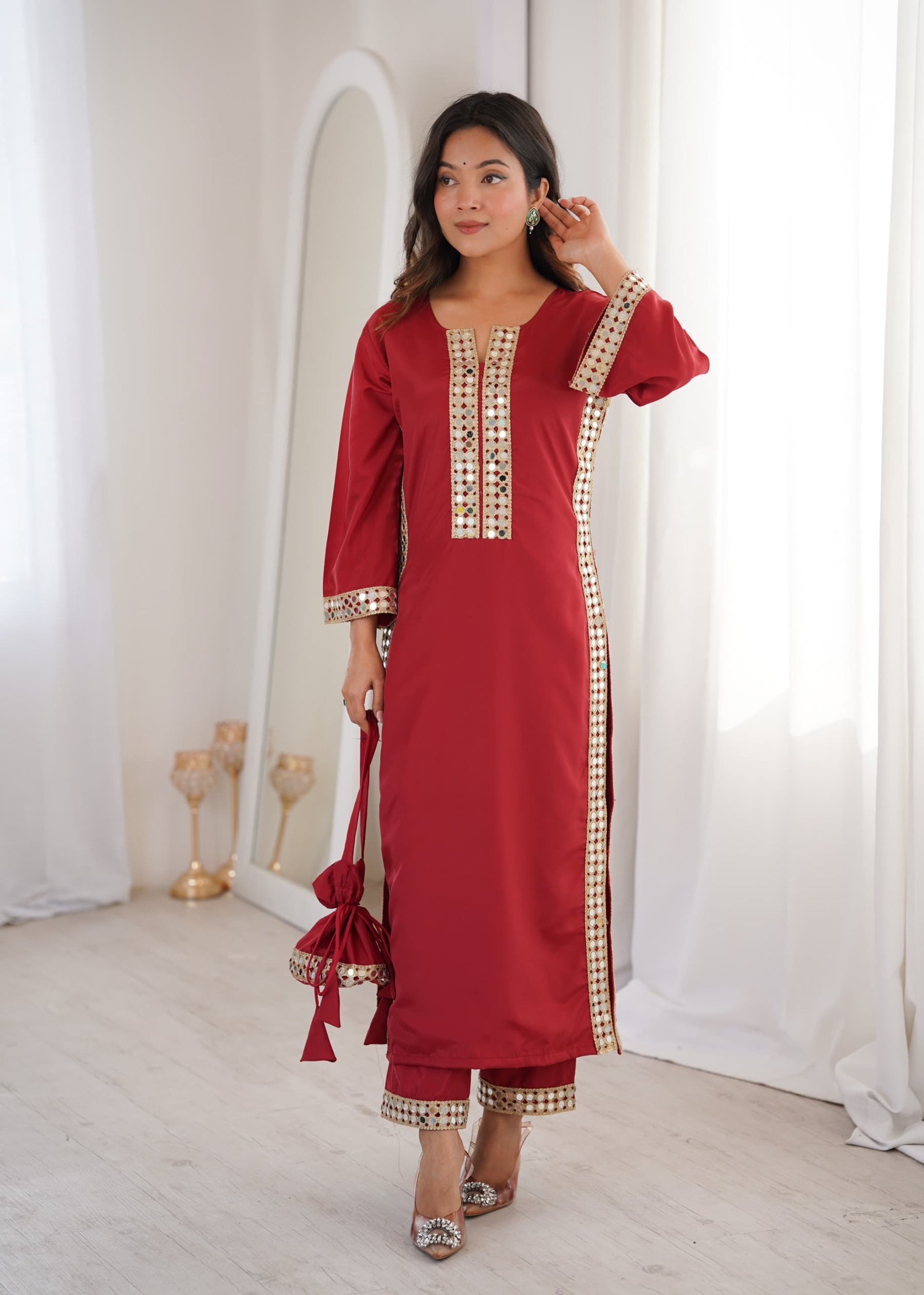 Designer Readymade Kurti–Pant With Batwa Set