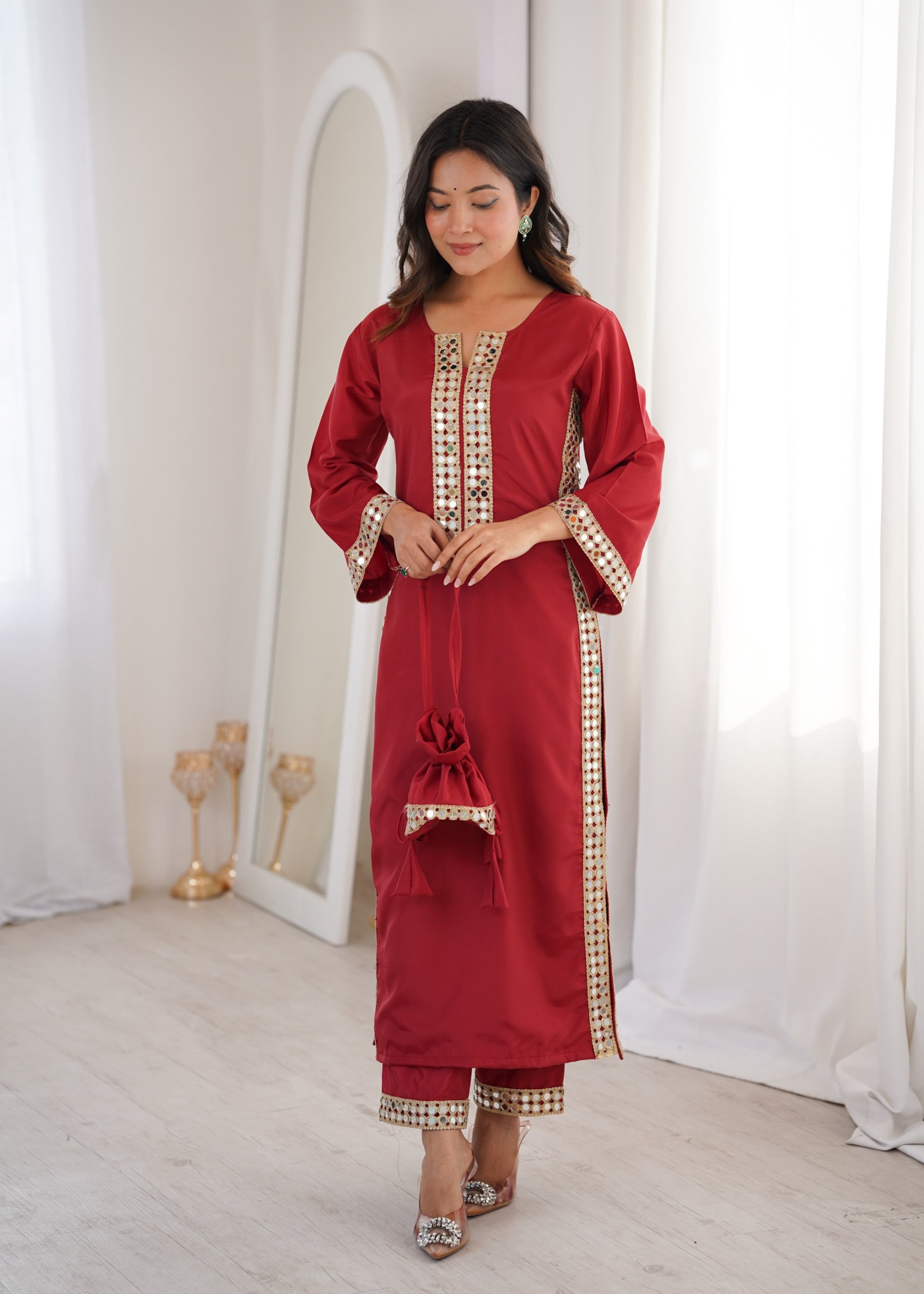 Designer Readymade Kurti–Pant With Batwa Set