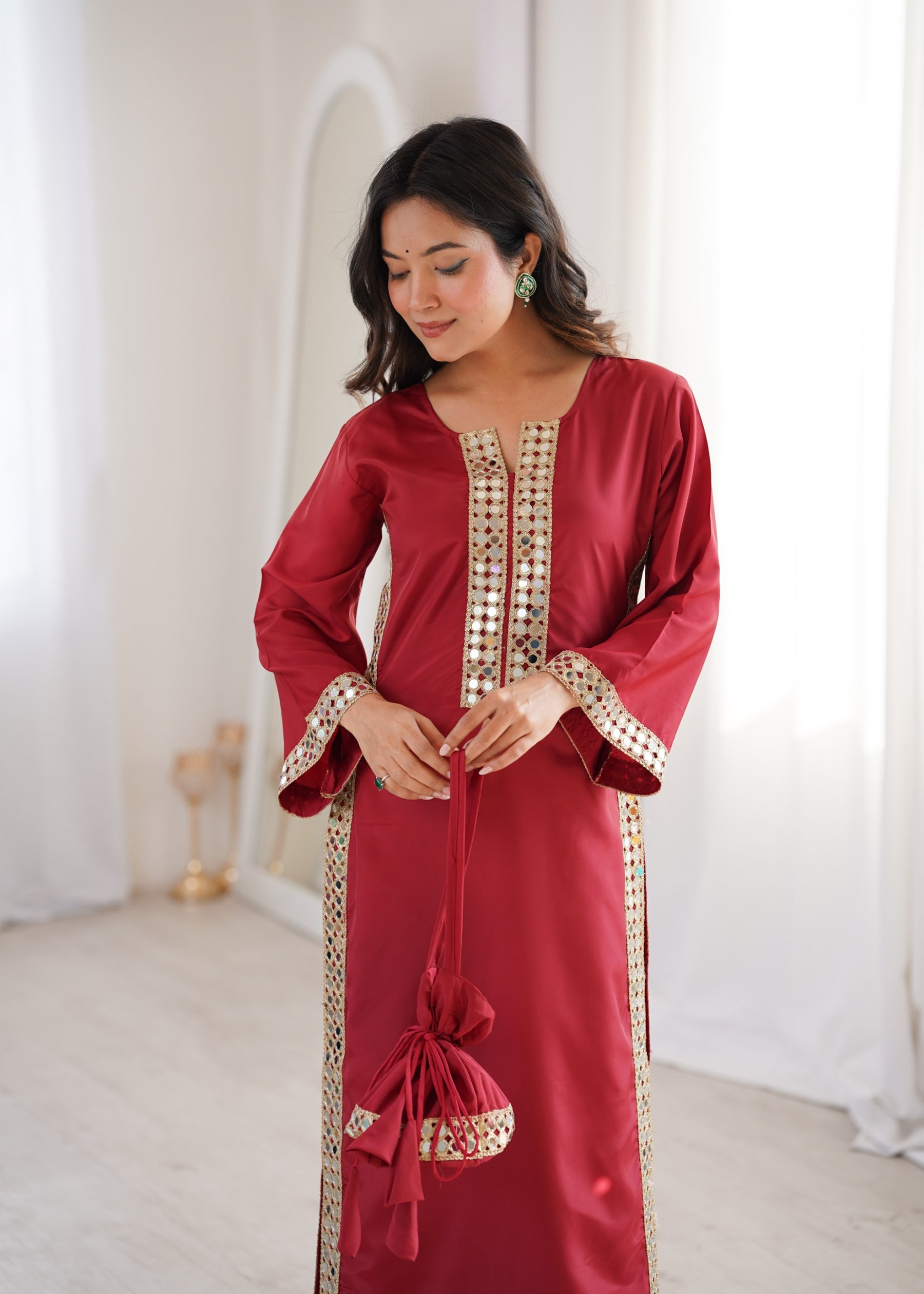 Designer Readymade Kurti–Pant With Batwa Set