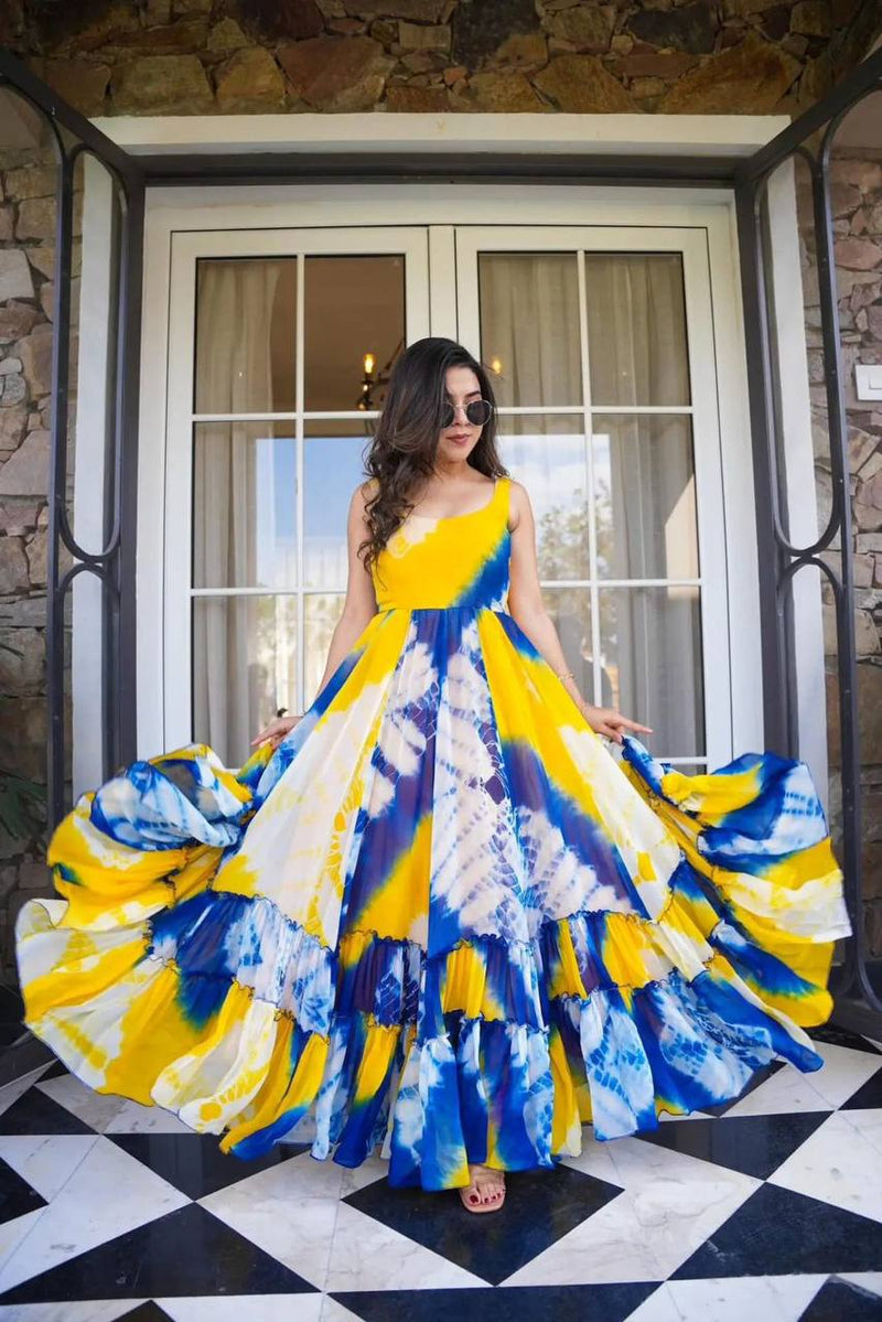 Tie-Dye shaded Gorgette Gown