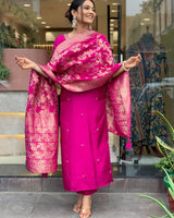 Pink Heavy Banana Chanderi Silk Suit