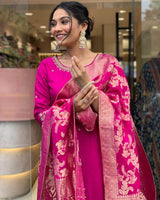 Pink Heavy Banana Chanderi Silk Suit