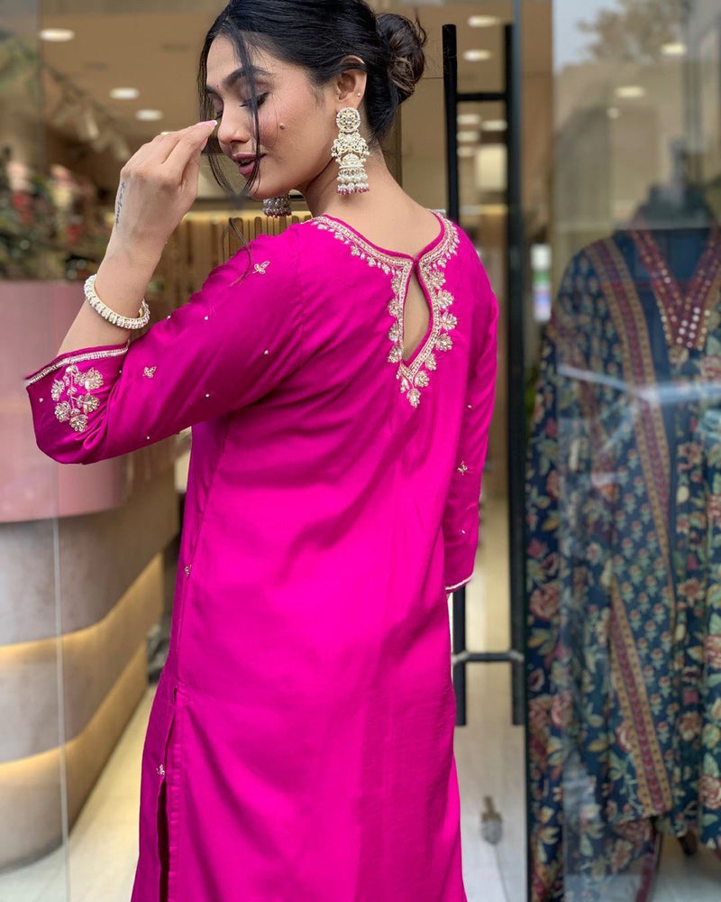 Pink Heavy Banana Chanderi Silk Suit