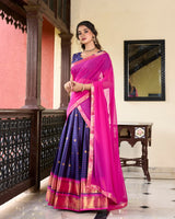 PINK & GREEN Paithani Artistry in Cotton Silk