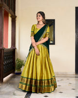 PINK & GREEN Paithani Artistry in Cotton Silk