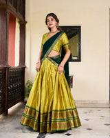 PINK & GREEN Paithani Artistry in Cotton Silk