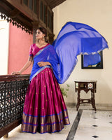 PINK & GREEN Paithani Artistry in Cotton Silk