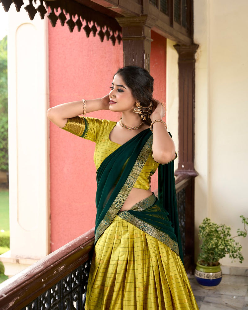 PINK & GREEN Paithani Artistry in Cotton Silk