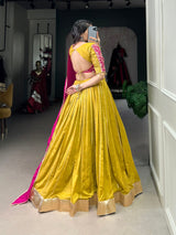 Chanderi Lehenga with zari line gota patti