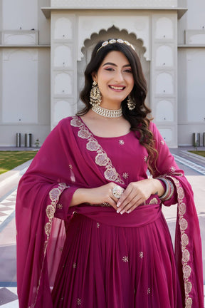 Festival Faux Georgette Long Gown with Dupatta