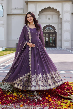 Festival Faux Georgette Long Gown with Dupatta