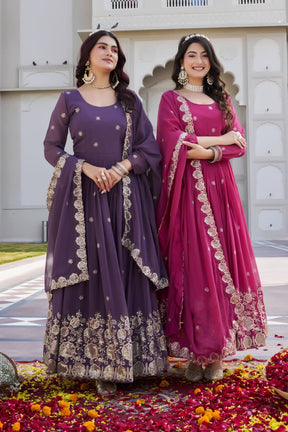 Festival Faux Georgette Long Gown with Dupatta