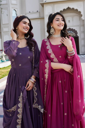 Festival Faux Georgette Long Gown with Dupatta