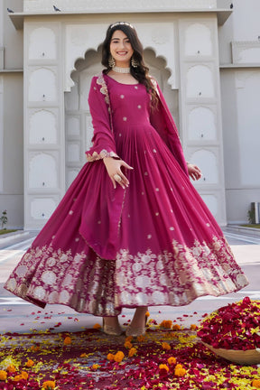 Festival Faux Georgette Long Gown with Dupatta