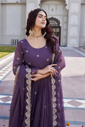 Festival Faux Georgette Long Gown with Dupatta