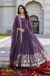 Festival Faux Georgette Long Gown with Dupatta