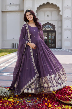 Festival Faux Georgette Long Gown with Dupatta