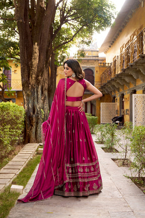 Maroon Rangoli Embroidered Lehenga Choli for Bridemaids