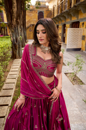 Maroon Rangoli Embroidered Lehenga Choli for Bridemaids