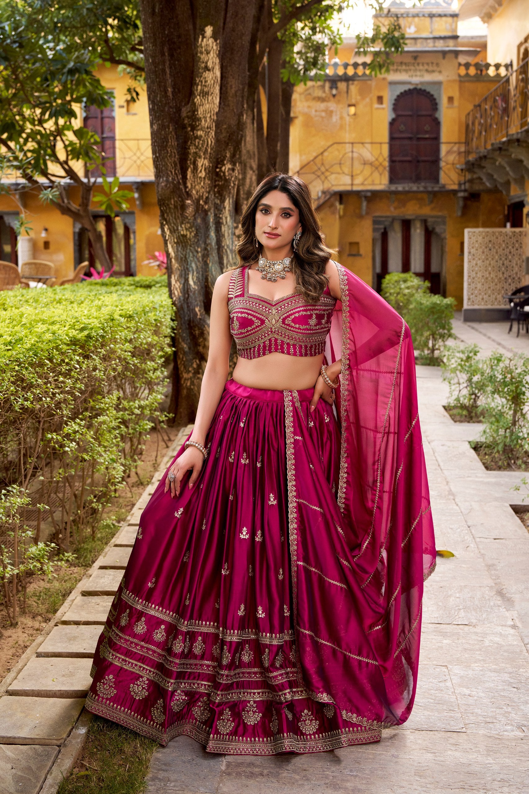 Maroon Rangoli Embroidered Lehenga Choli for Bridemaids
