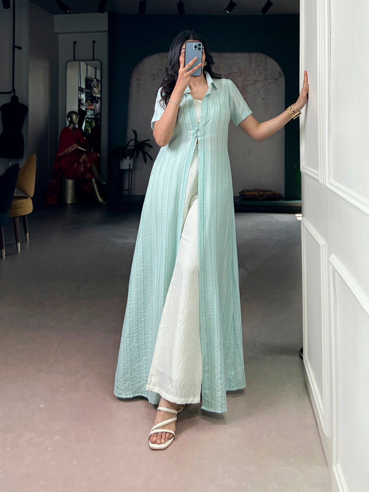 Indo-Fusion Layered Co-Ord Set with Stylish Shrug