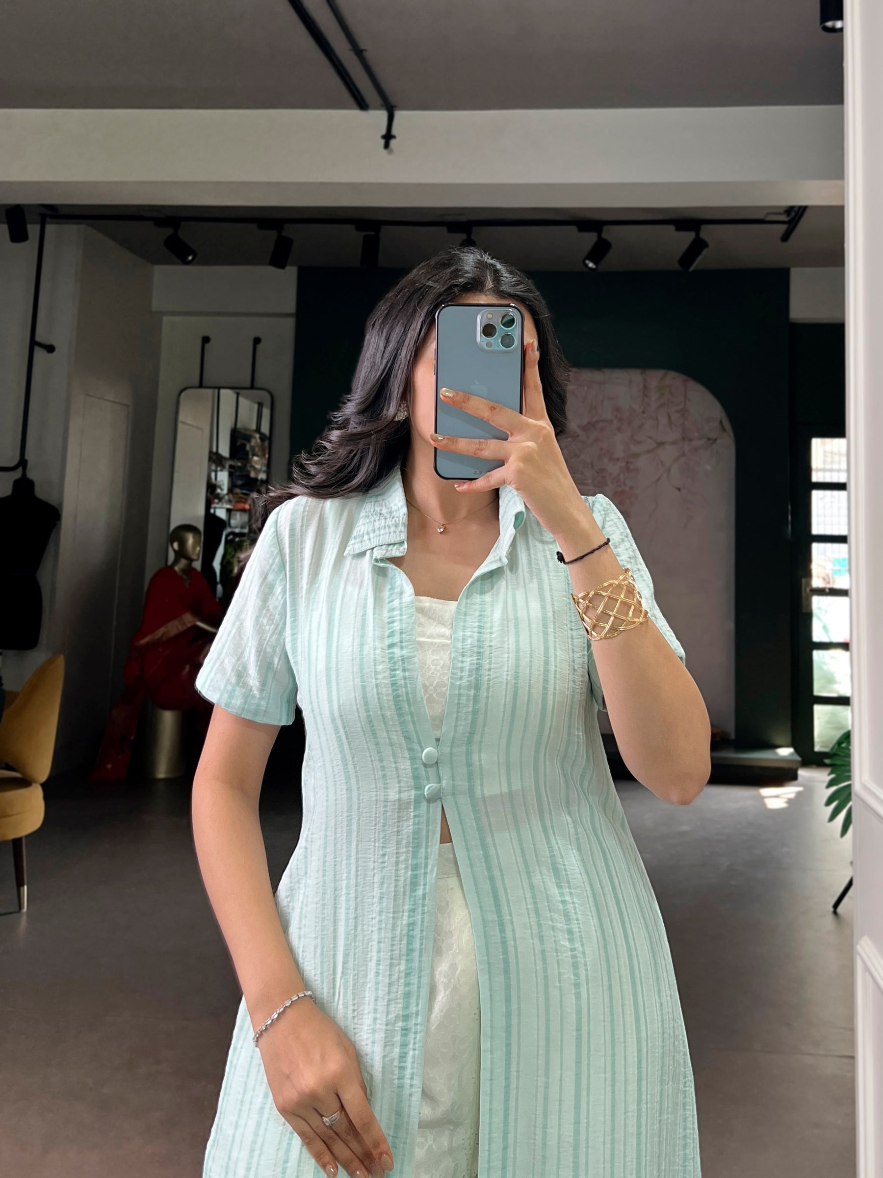 Indo-Fusion Layered Co-Ord Set with Stylish Shrug