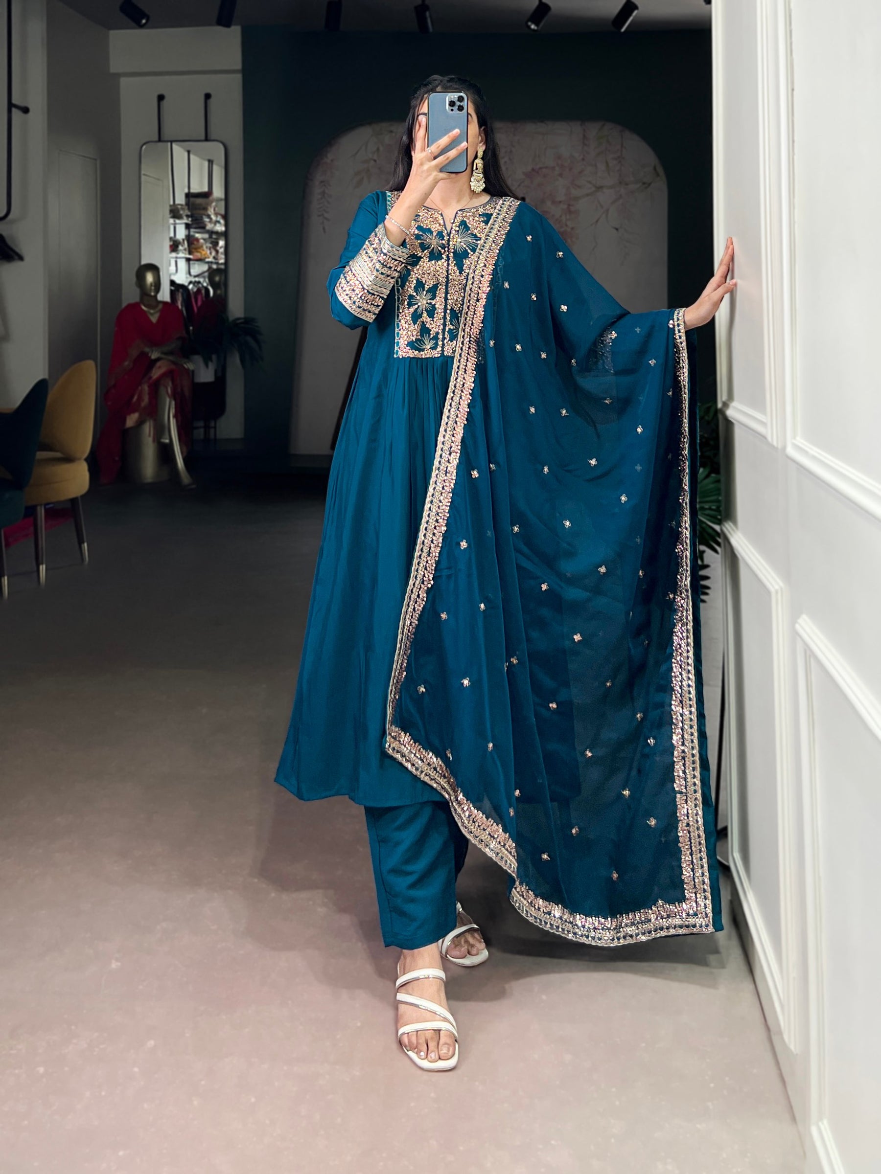 Roman Silk Ethnic Dress Set