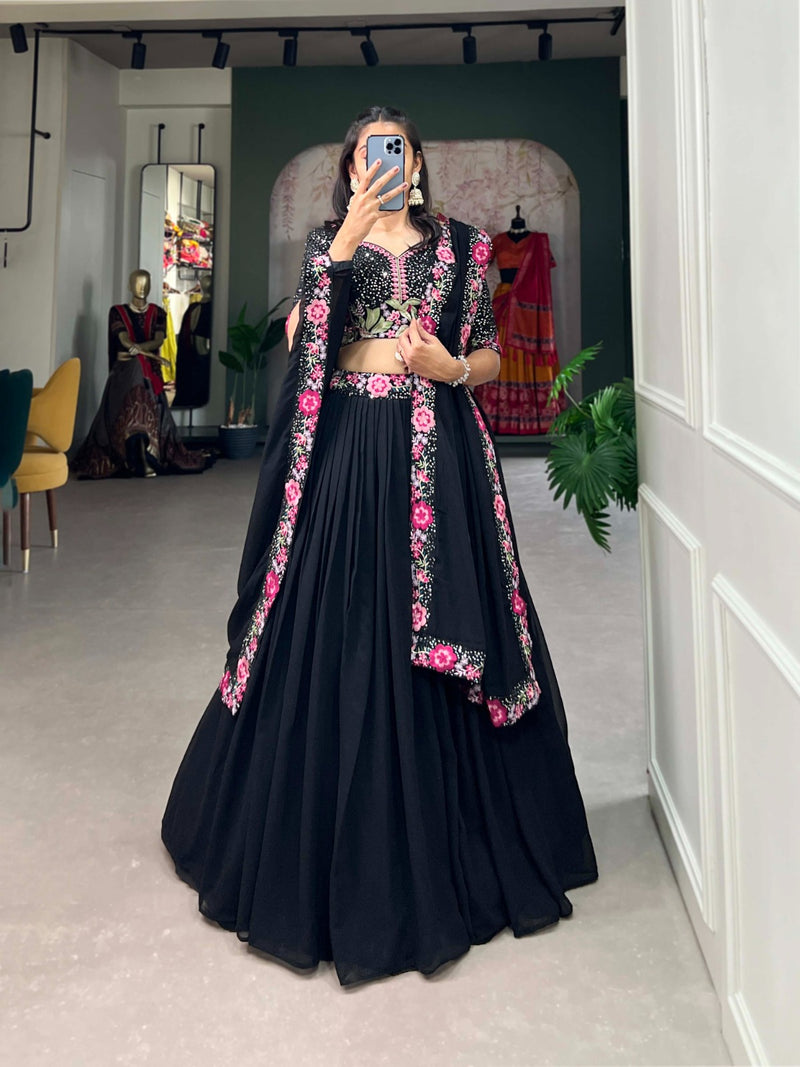 Black Georgette Lehenga Choli with Sequin