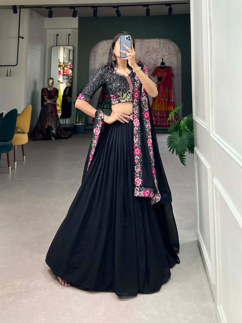 Black Georgette Lehenga Choli with Sequin