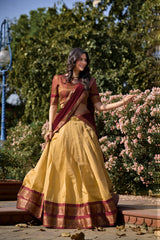 The South India--style Kanchipuram silk lehenga