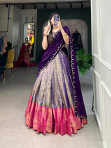 Luxurious Kanjivaram Silk Lehenga Choli with Elegant Embroidered Dupatta