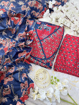 Anarkali Pure Cotton Beautiful Block Printed Suit Set