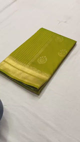 Preferable Yellow Soft Banarasi Silk Saree With Fairytale Blouse Piece