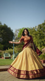 The South India--style Kanchipuram silk lehenga