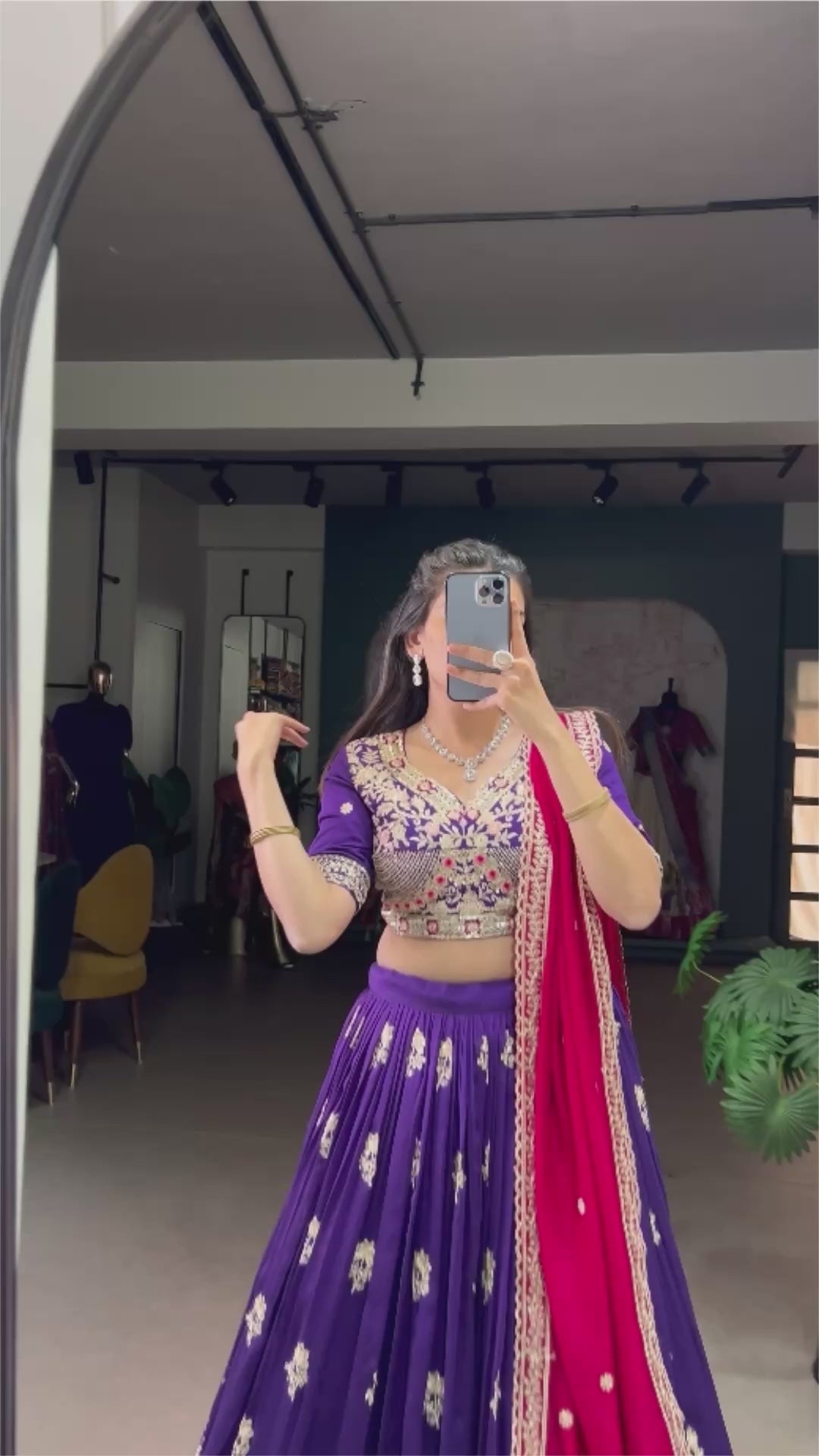 PURPLE VICHITRA SILK LEHENGA CHOLI FOR BRIDES