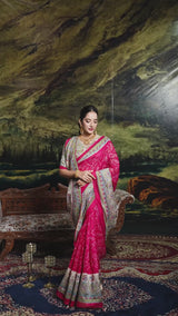 Fusion of Madhubani & Bandhej Saree