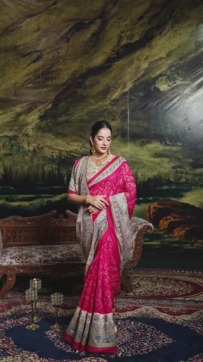 Fusion of Madhubani & Bandhej Saree