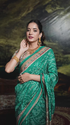 Fusion of Madhubani & Bandhej Saree