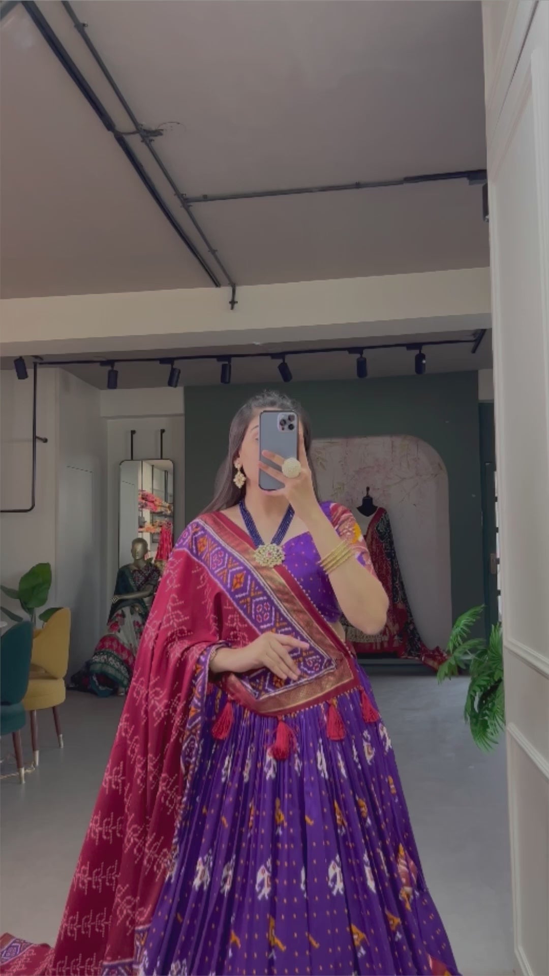 Tussar silk --ikkat Patola prints lehenga choli
