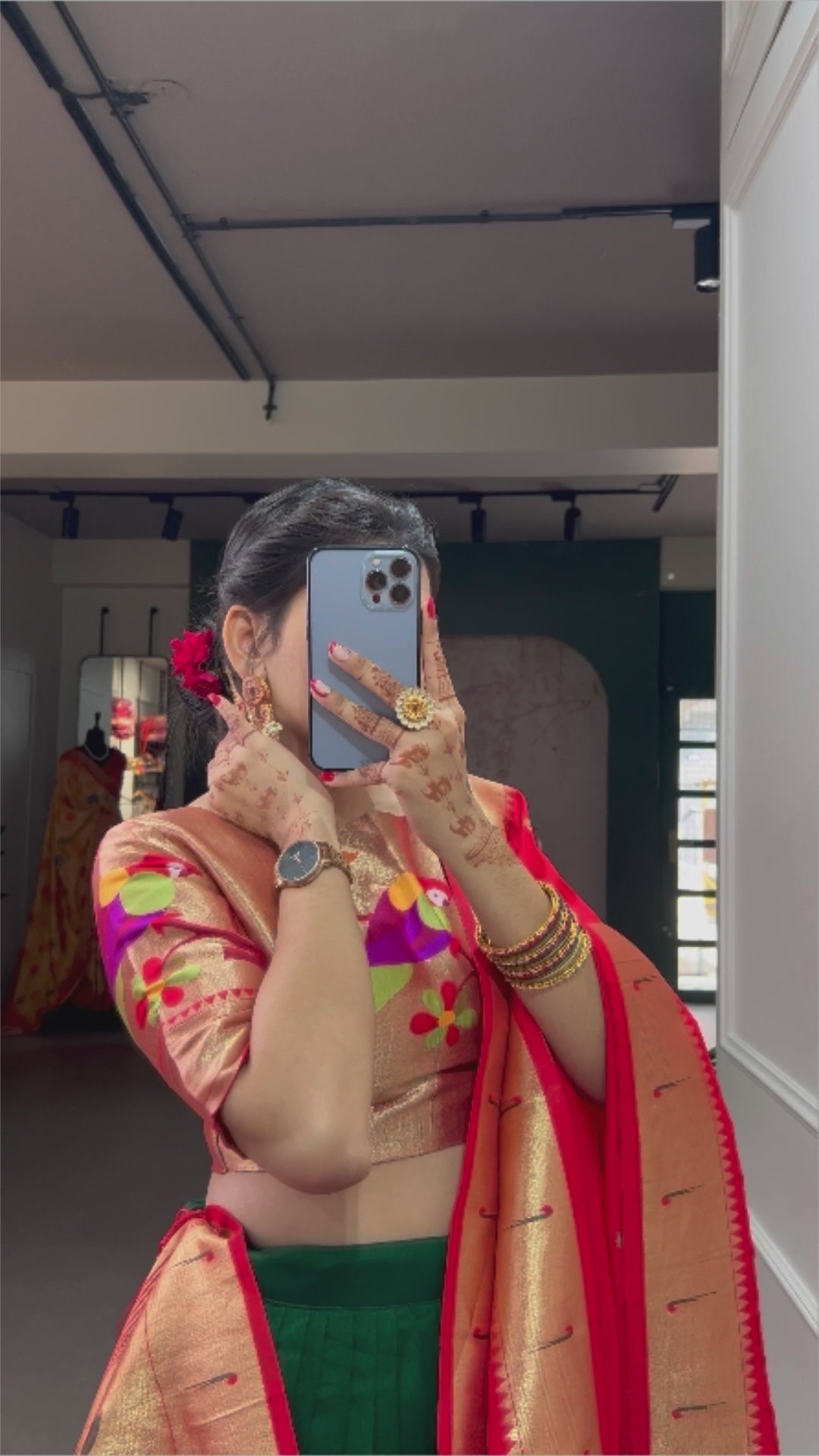 Green Paithani Lehenga Choli