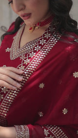 MAROON & PURPLE GOWN WITH DUPATTA