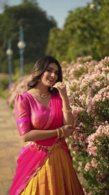 The South India--style Kanchipuram silk lehenga