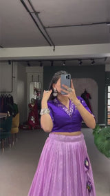 Purple & Black Bandhej Patola Co-ord Lehenga