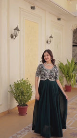 Faux Blooming with Zari &Sequins Embroidery Gown